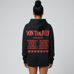 NWOT Black Graphic Hoodie Love Sak Don Toliver 2023 Concert Tour Size L